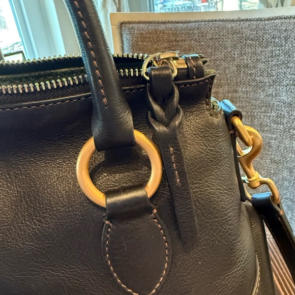 Dooney & Bourke Black Florentine Leather Satchel with Gold Hardware - Picture 5 of 9